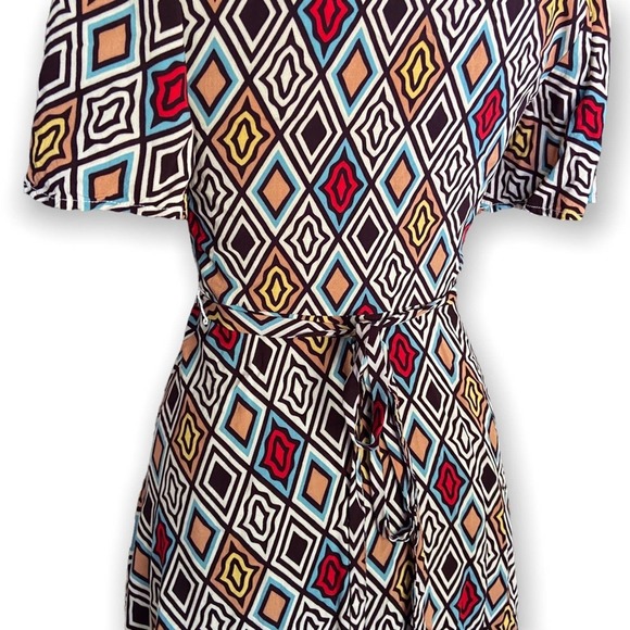 Porridge by Anthropologie Multicolor Retro V-Neck Wrap Dress Size XS - Picture 5 of 9